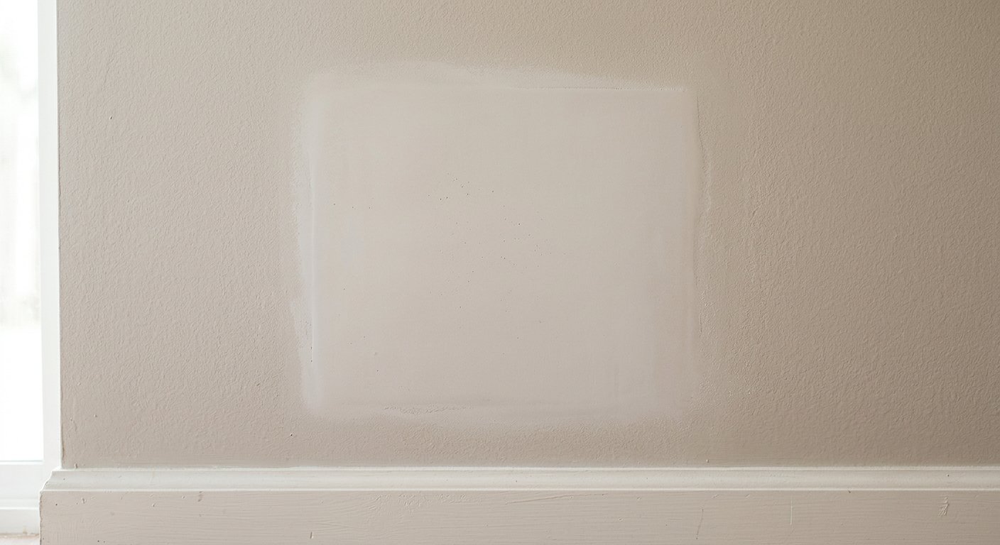 Sanded-smooth drywall patch ready for paint