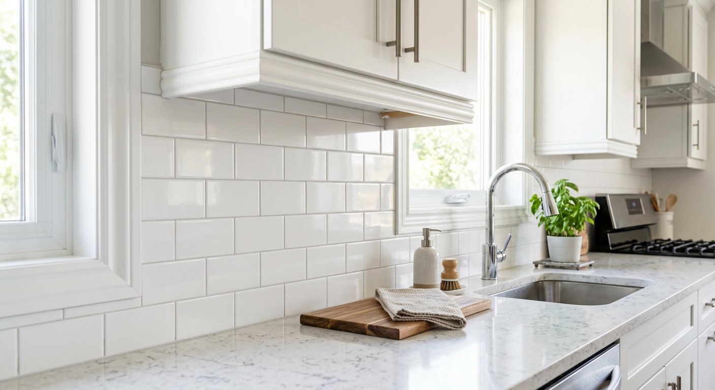 Kitchen subway-tile backsplash